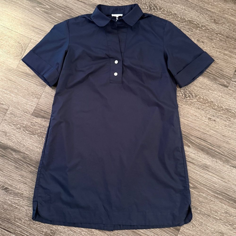 Hinson Wu Aileen Navy Short Sleeve Stretch Cotton Dress